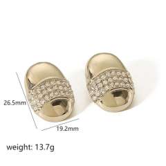 18KG chunky diamond stainless steel earrings