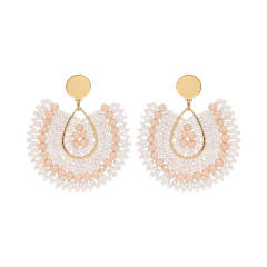Boho beige color beaded dangle earrings stainless steel earrings