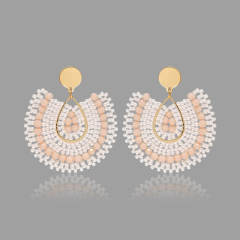 Boho beige color beaded dangle earrings stainless steel earrings