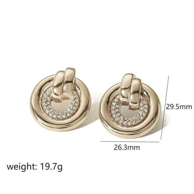 18KG chunky diamond stainless steel earrings
