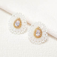 Delicate colorful crystal bead boho drop earrings