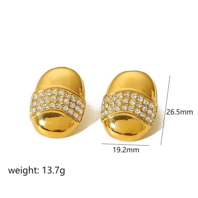 18KG chunky diamond stainless steel earrings