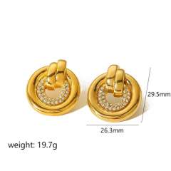 18KG chunky diamond stainless steel earrings