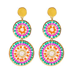 Boho handmade colorful bead dangle earrings stainless steel earrings
