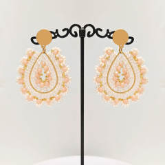 Boho handmade champagne bead drop earrings stainless steel earrings