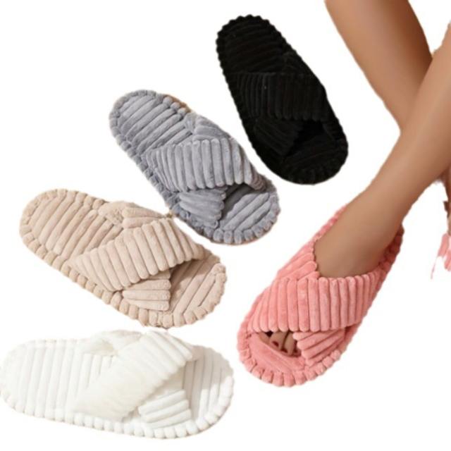 Autumn winter new design fluffy flat slippers