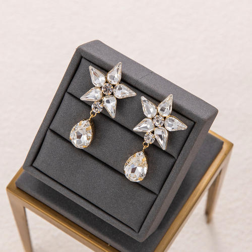 925 sterling silver needle gold plated copper diamond earrings