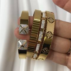 Hot sale luxury diamond stainless steel bangle bracelet
