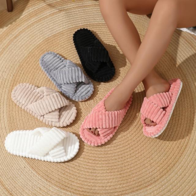 Autumn winter new design fluffy flat slippers