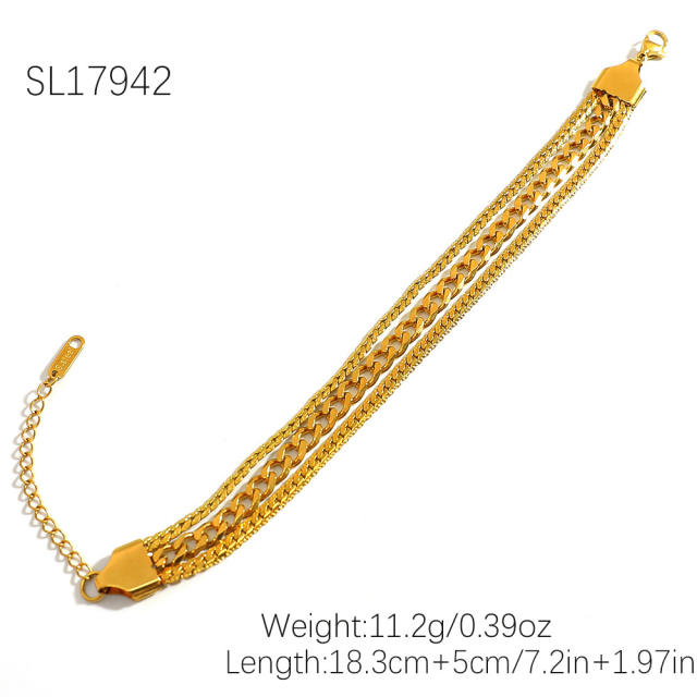 18KG hot sale figaro chain cuban link chain stainless steel bracelet