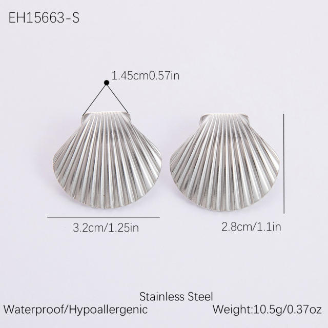 Ocean series water pearl shell stainless steel necklace earrings set