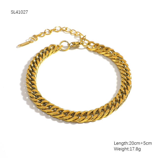 18KG hot sale figaro chain cuban link chain stainless steel bracelet