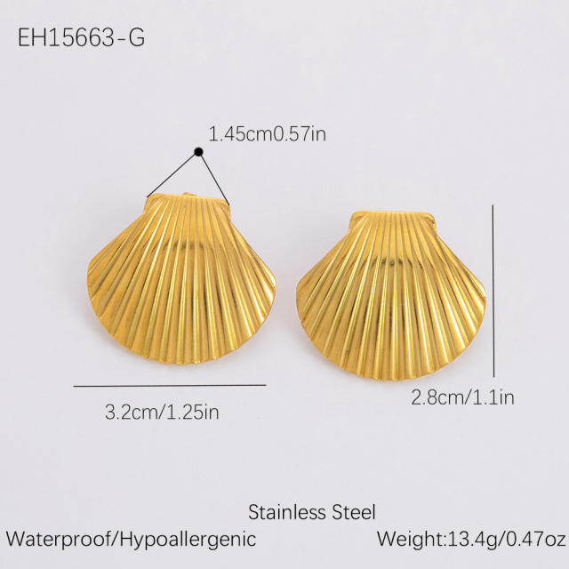 Ocean series water pearl shell stainless steel necklace earrings set