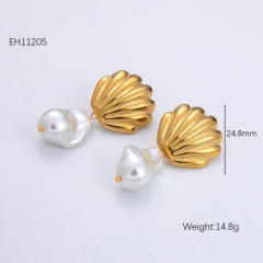 Ocean series water pearl shell stainless steel necklace earrings set