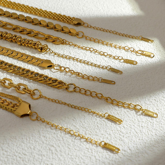 18KG hot sale figaro chain cuban link chain stainless steel bracelet