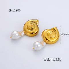 Ocean series water pearl shell stainless steel necklace earrings set