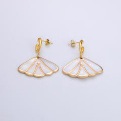 Ocean series water pearl shell stainless steel necklace earrings set