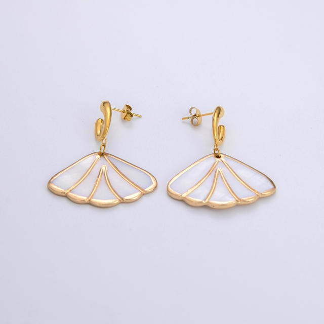 Ocean series water pearl shell stainless steel necklace earrings set