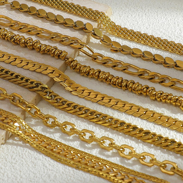 18KG hot sale figaro chain cuban link chain stainless steel bracelet