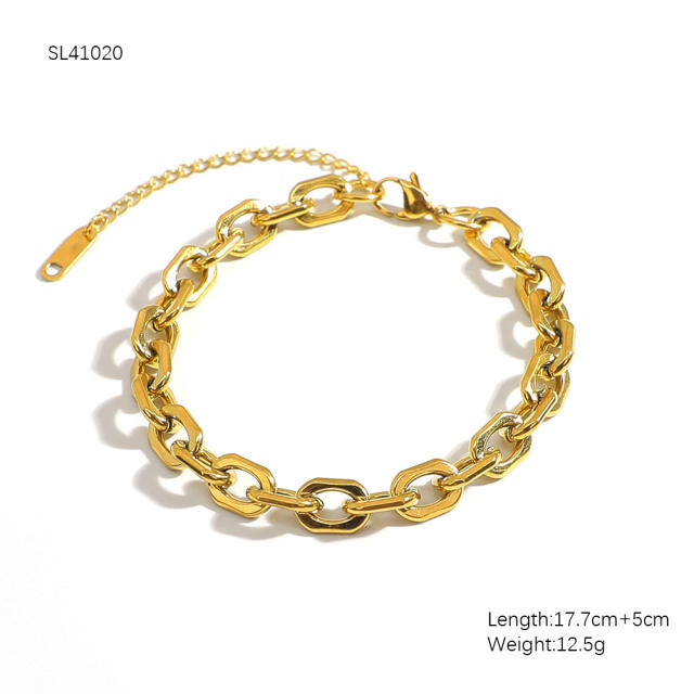 18KG hot sale figaro chain cuban link chain stainless steel bracelet