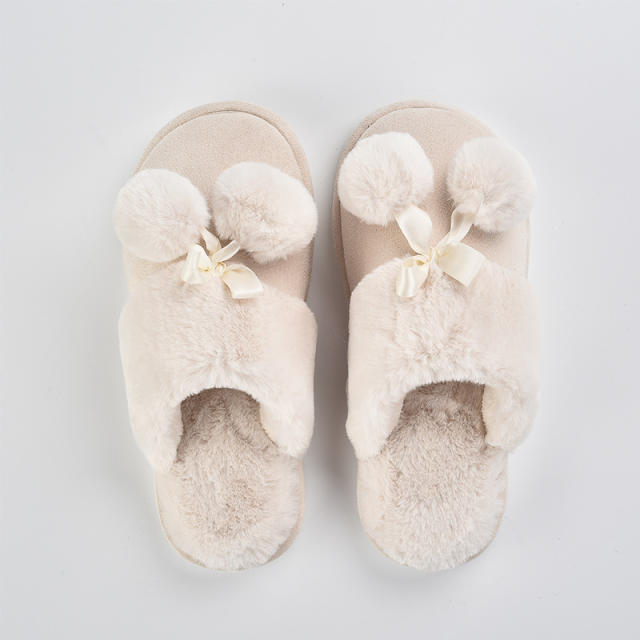 Winter design hot sale fluffy Closed toe non-slip slippers for men women