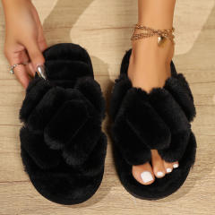 Warm winter fluffy cute flat slippers house slippers