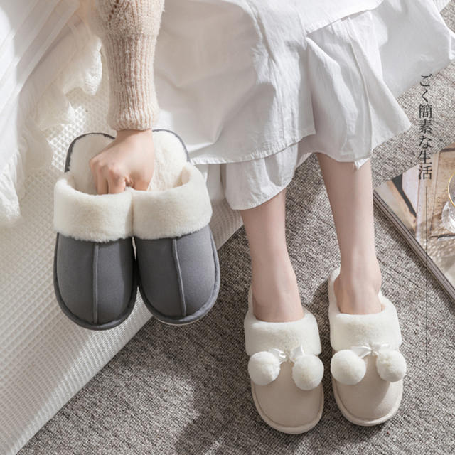 Winter design hot sale fluffy Closed toe non-slip slippers for men women