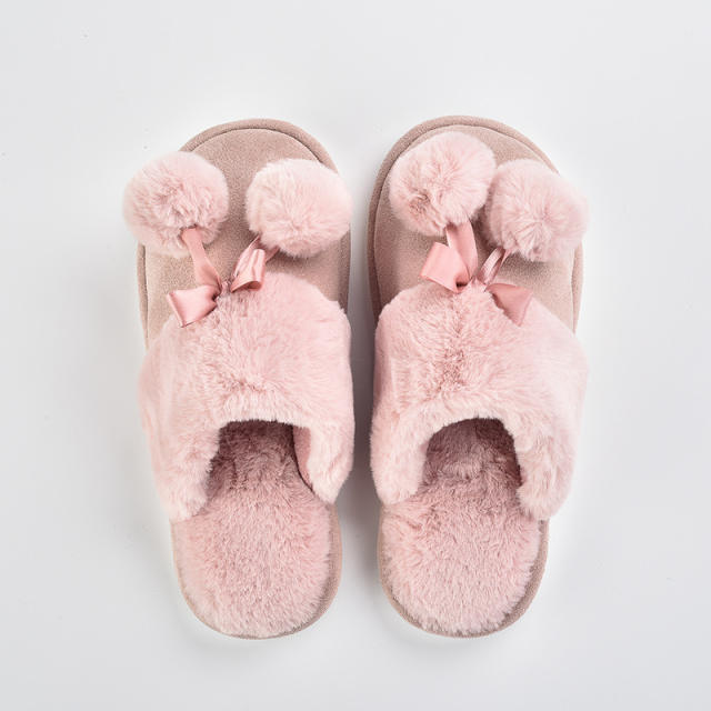 Winter design hot sale fluffy Closed toe non-slip slippers for men women