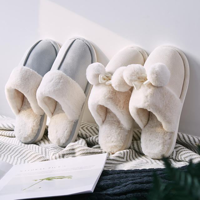 Winter design hot sale fluffy Closed toe non-slip slippers for men women