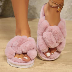 Warm winter fluffy cute flat slippers house slippers