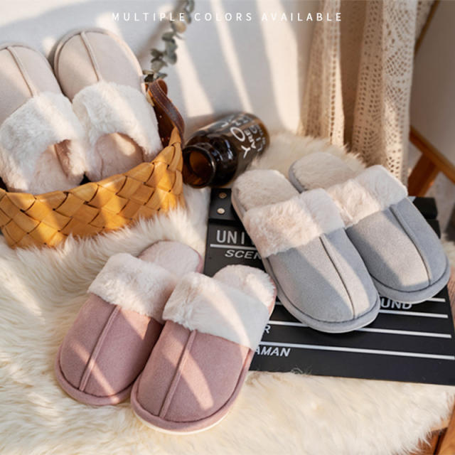 Winter design hot sale fluffy Closed toe non-slip slippers for men women