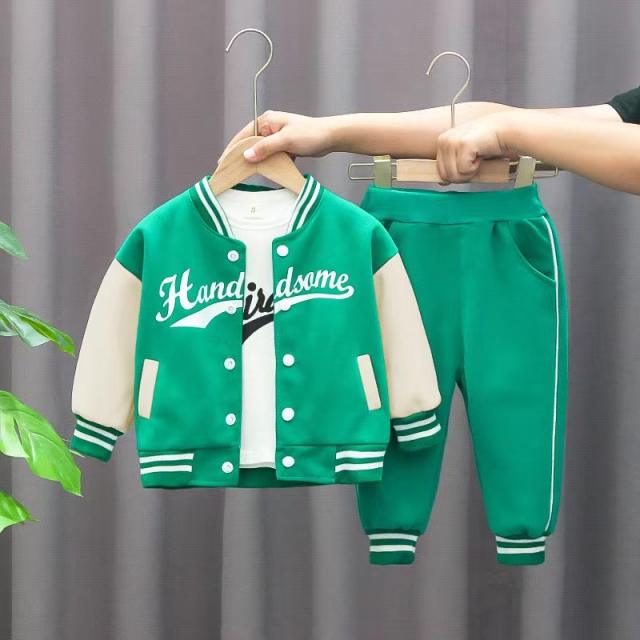 3pcs set spring autumn new design sport jacket pants t-shirt set for boys
