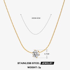 Dainty birthstone stainless steel bezel necklace