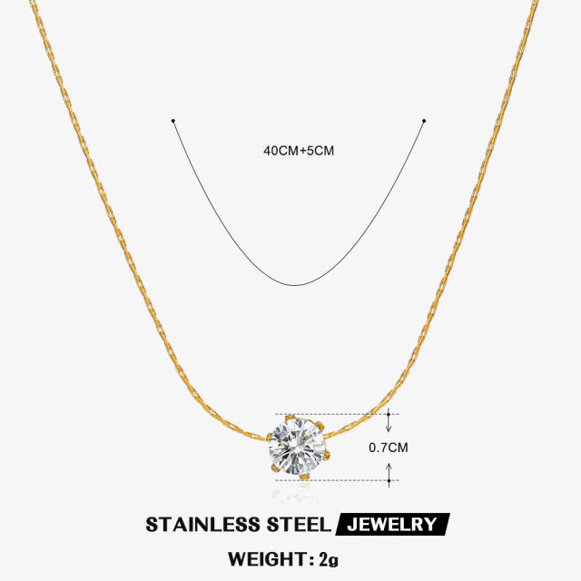 Dainty birthstone stainless steel bezel necklace