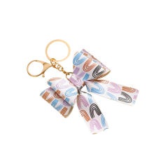 Colorful PU Leather stereo bow keychain bag hanger