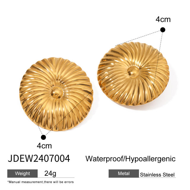 Chunky 18KG geometric round shape stainless steel earrings bigger earrings