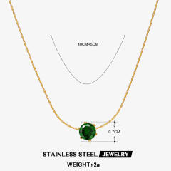 Dainty birthstone stainless steel bezel necklace