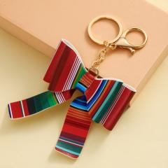 Colorful PU Leather stereo bow keychain bag hanger
