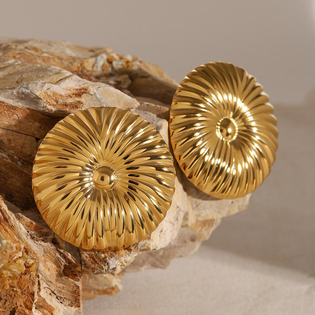 Chunky 18KG geometric round shape stainless steel earrings bigger earrings