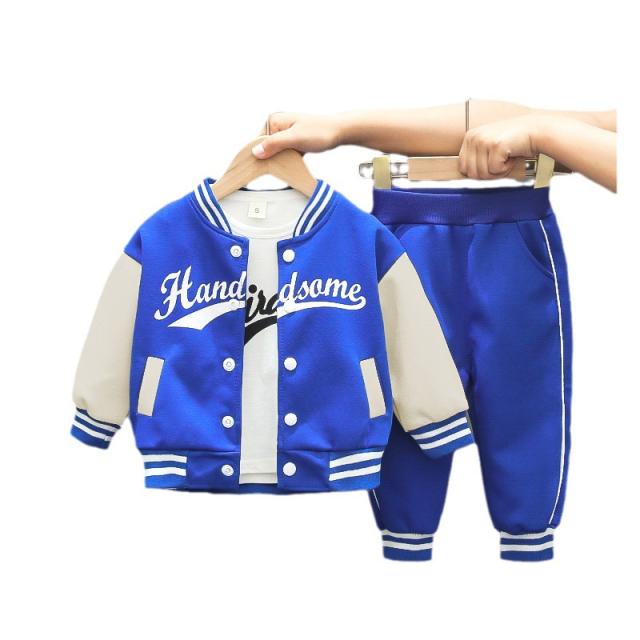 3pcs set spring autumn new design sport jacket pants t-shirt set for boys