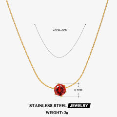 Dainty birthstone stainless steel bezel necklace