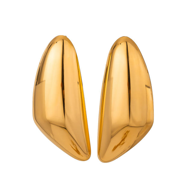 18KG Chunky geometric triangle stainless steel bigger earrings