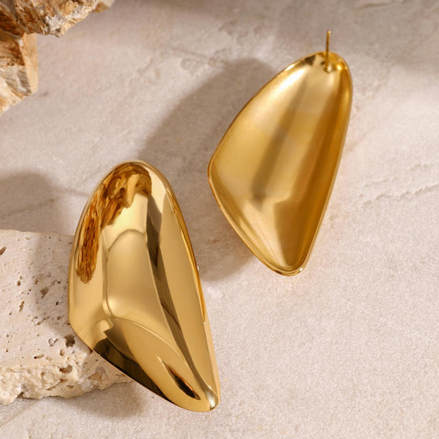 18KG Chunky geometric triangle stainless steel bigger earrings