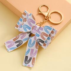 Colorful PU Leather stereo bow keychain bag hanger