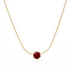 Dainty birthstone stainless steel bezel necklace