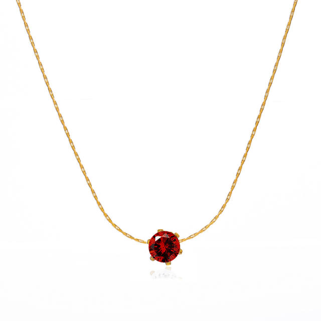 Dainty birthstone stainless steel bezel necklace