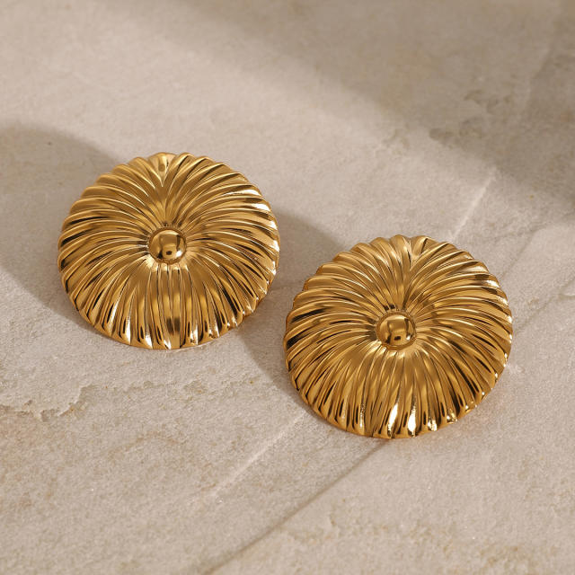 Chunky 18KG geometric round shape stainless steel earrings bigger earrings