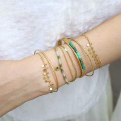 Boho natural stone charm stainless steel bracelet collection