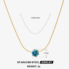 Dainty birthstone stainless steel bezel necklace
