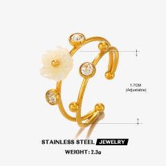 Sweet mother shell flower stainless steel rings collection